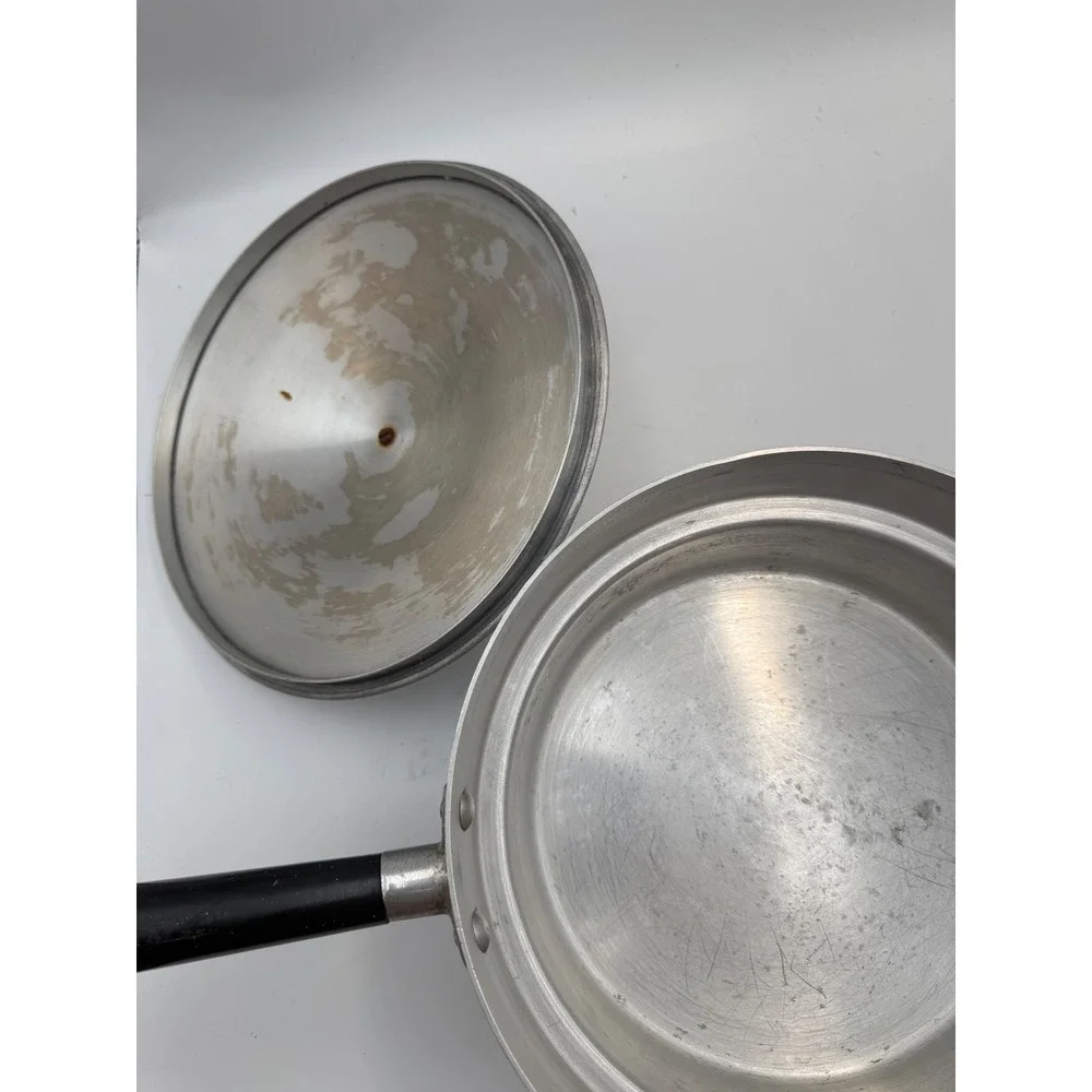 Vintage Cavalier Moderne National Silver Co Aluminum Double Boiler Pot Italy